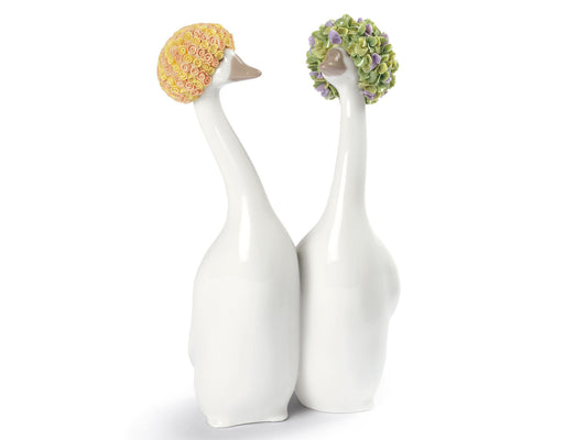 Lladro Goossiping - Orange & Green