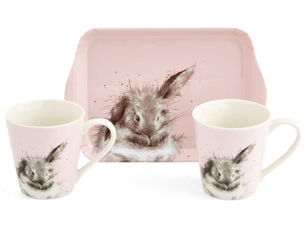 Royal Worcester Wrendale Mug & Tray Set - Bathtime / Rabbit