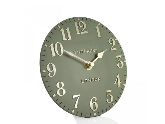 Thomas Kent Arabic 6’’ Clock - Lichen Green